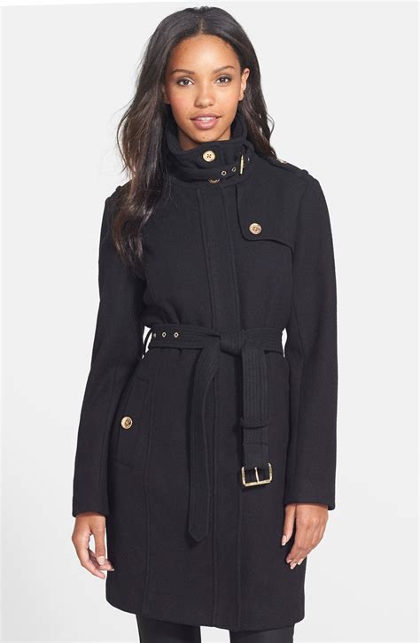 michael kors stand collar wool blend trench coat|Michael Kors winter coat women.